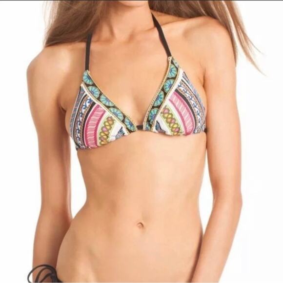 Trina Turk Special Border Triangle Bikini Top 8 - Picture 1 of 5